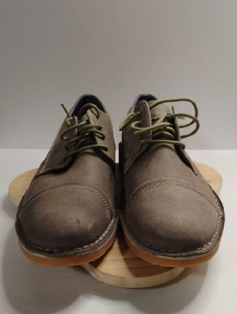 Mark Nason Men's Suede Chukka Boots in Taupe with Olive Laces